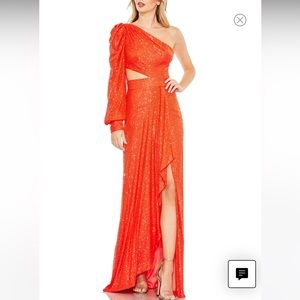 Sequin Cutout One-Shoulder Gown by IEENA FOR MAC DUGGAL